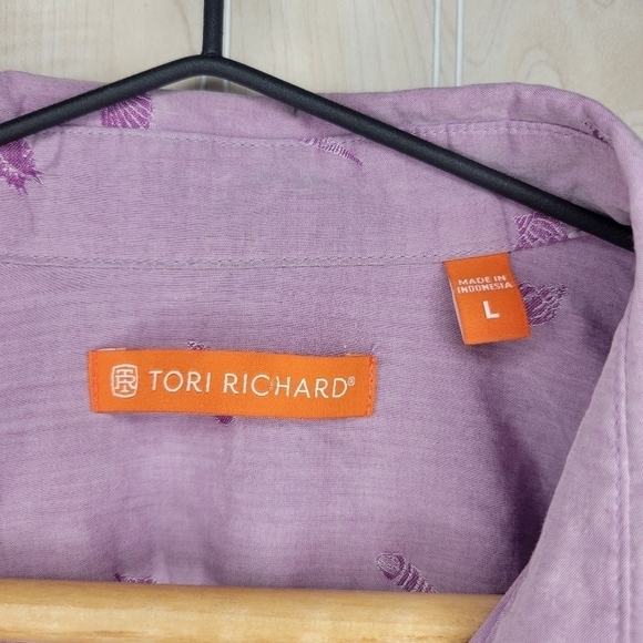 Tori Richard Men Short Sleeve Cotton Aloha Shirt Sea Shell Sz Lg - Picture 6 of 6